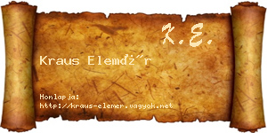 Kraus Elemér névjegykártya