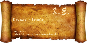 Kraus Elemér névjegykártya